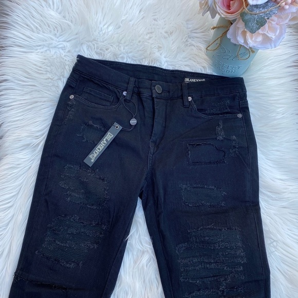 Blank NYC black distressed patch skinny jeans - Picture 2 of 6
